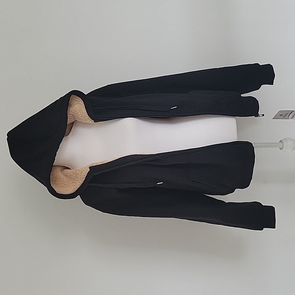 NWT Zity 2X Black Faux Fur Lined Zip Up Hoodie